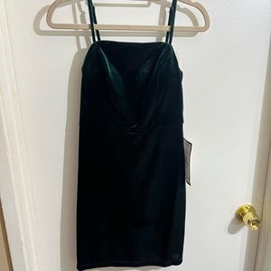 Emerald green velvet mini dress
